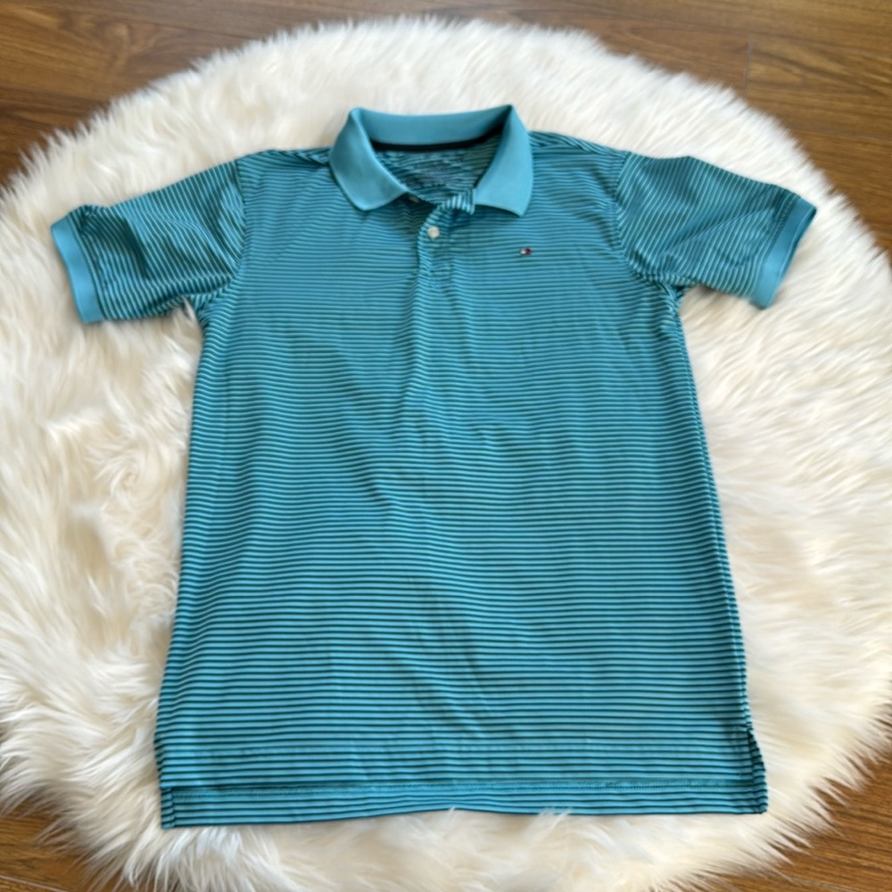Teal & Navy striped polo